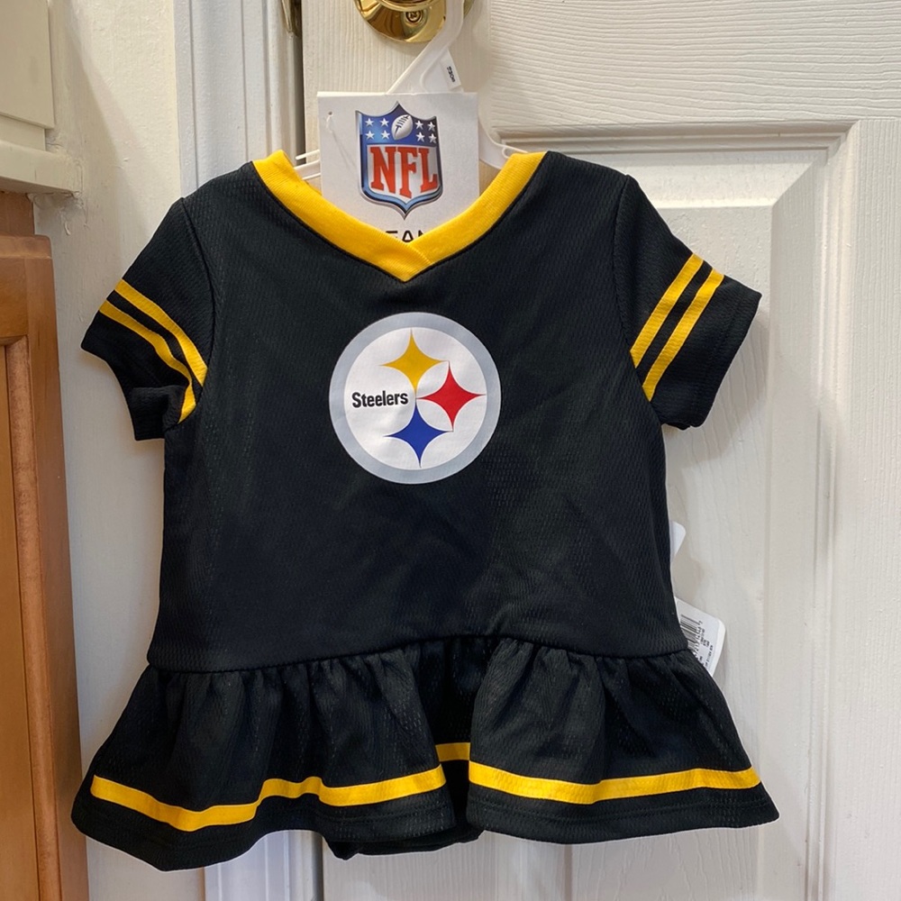 Baby Girl Pittsburgh Steelers NFL Dress w/ Bloomers - Black & Gold